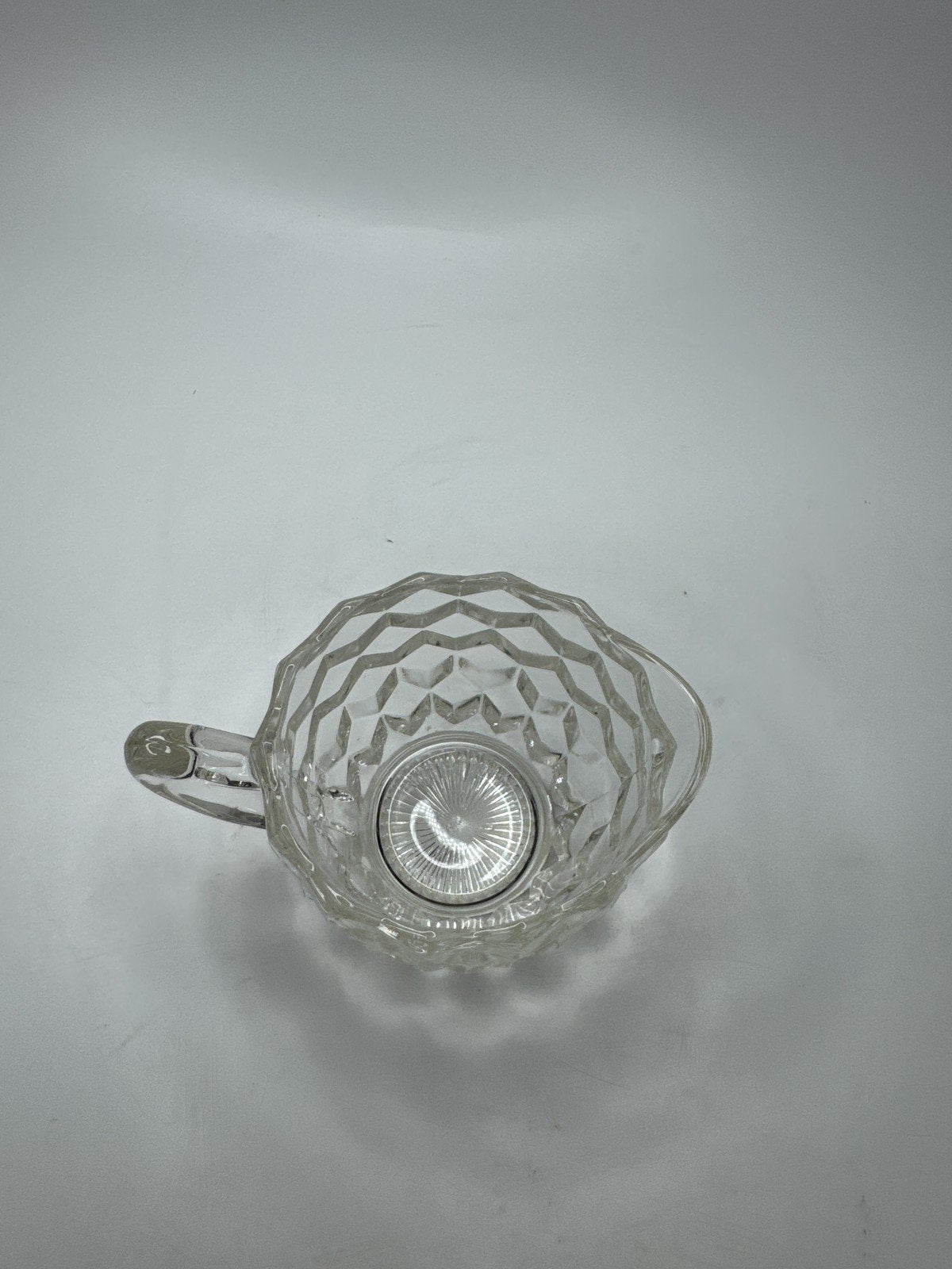 Vintage Indiana Glass Creamer Pitcher Cubist Diamond Block Pattern