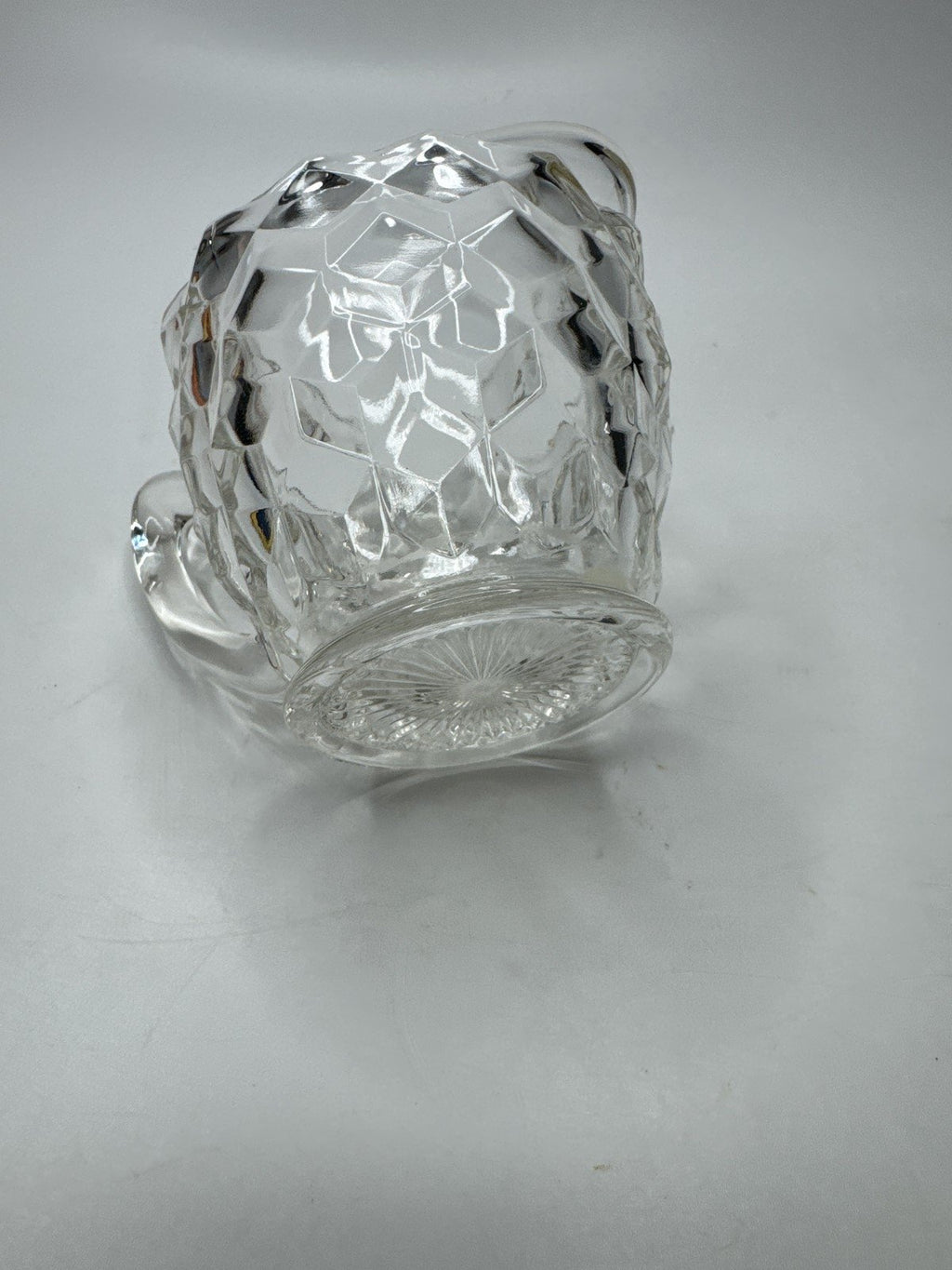 Vintage Indiana Glass Creamer Pitcher Cubist Diamond Block Pattern