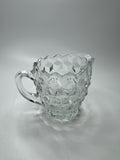 Vintage Clear Glass Creamer Pitcher Cube Diamond Point Pattern Retro