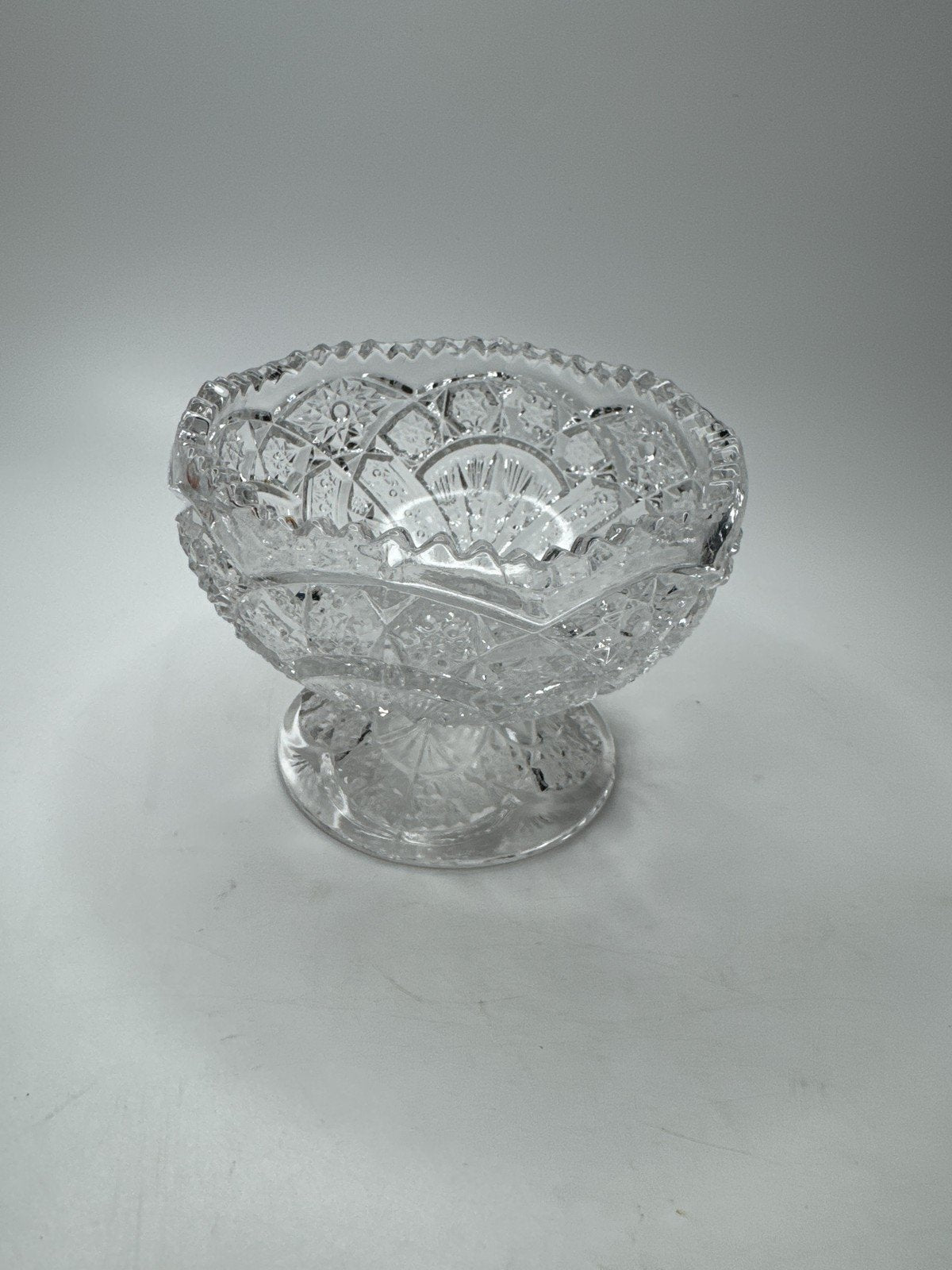 Vintage Pressed Glass Pedestal Bowl Cut Crystal Footed Candy Dish Decor