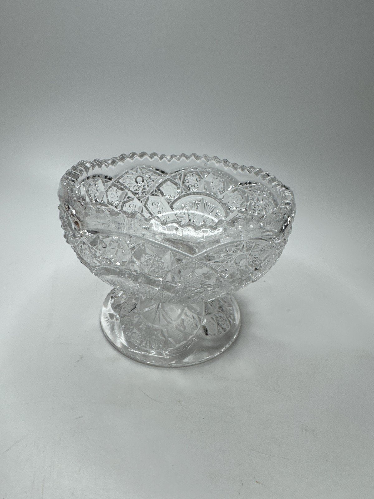 Vintage Pressed Glass Pedestal Bowl Cut Crystal Footed Candy Dish Decor