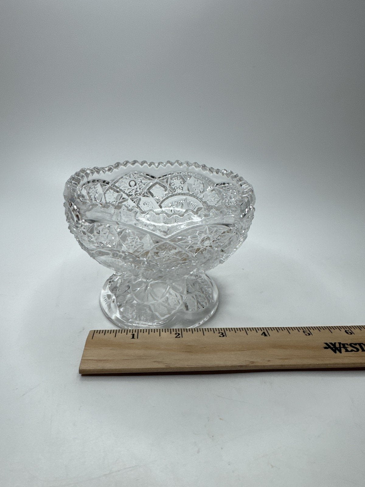 Vintage Pressed Glass Pedestal Bowl Cut Crystal Footed Candy Dish Decor