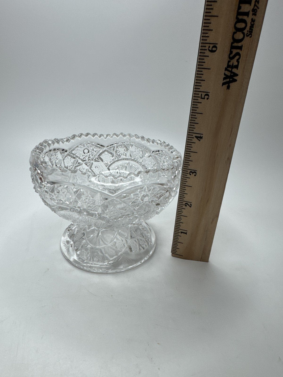 Vintage Pressed Glass Pedestal Bowl Cut Crystal Footed Candy Dish Decor
